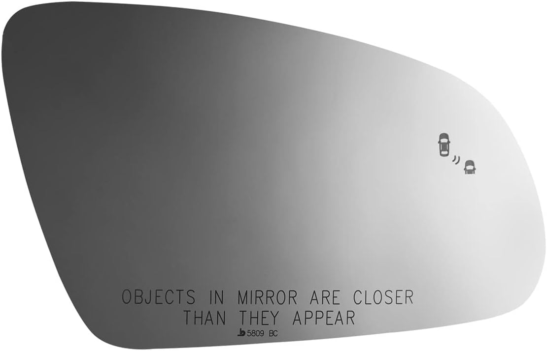 Burco 5809BC Passenger Side Replacement Mirror Glass, No Rear Mount, w/Blind Spot Icon Detection Icon w/Cross Path Compatible With 2018-2023 Hyundai Kona, 2019-2023 Kona Electric, 2022-2023 Kona N