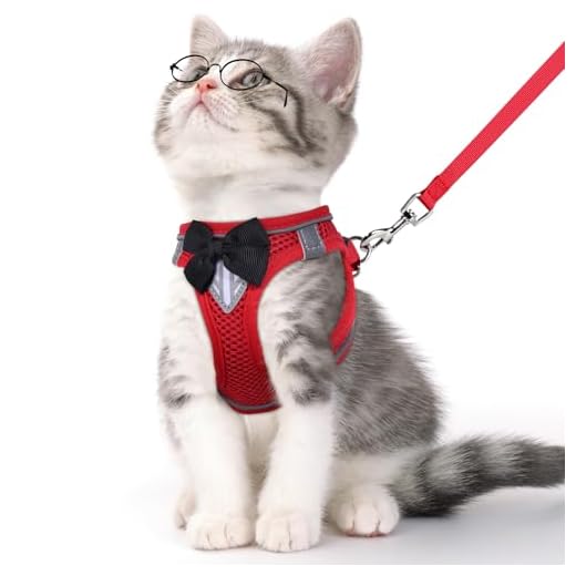 NCMAMA Cat Vest Harness and Leash Set, Escape Proof Kitten Harness Red XS