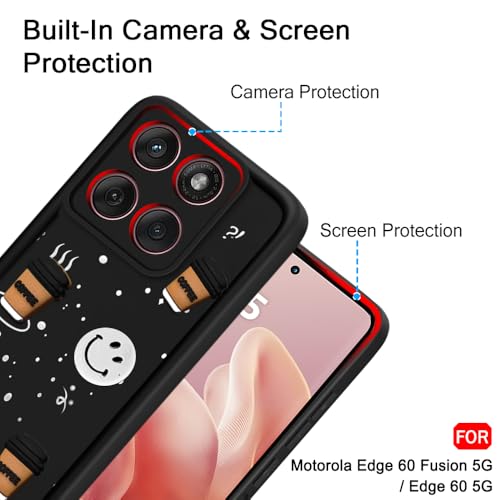 Image of TheGiftKart Back Cover Case for Motorola Moto Edge 60 Fusion 5G / Motorola Edge 60 5G | Cute Fun Cartoon 3D Smiley Coffee Case | Full Camera Protection | Shockproof Back Cover Case (Silicone, Black)