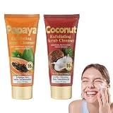 Gesichtspeeling Reiniger 2er Pack – Tägliches Peeling & Hydratisierende Gesichtswäsche, Porenverfeinerndes Gesichtsscrub Für Glatte Haut, Exfolierender Facial Scrub (Papaya Und Kokosnuss) cleanser