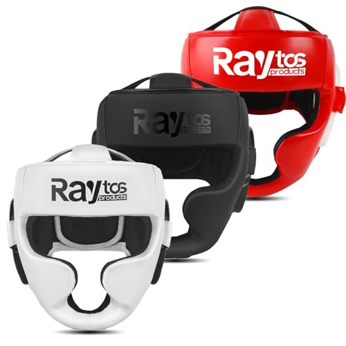 Raytos Boxing Headgear for MMA, Muay Thai, Wrestling & Sparring - Professional Training Equipment for Adult Men & Women (Red)