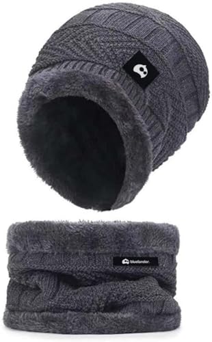 Bluelander Gorros de Invierno con Bufanda para Hombre y Mujer, Conjunto de Bufanda con Gorro, Forro de Lana, A Prueba de Viento de Invierno (MX/US, Alfa, Talla...