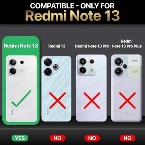 Image of WOW IMAGINE Shock Proof Back Case Mobile Cover for Xiaomi Mi Redmi Note 13 5G | Back Cover Case (Tough Armor | Hybrid PC + TPU | Ring Holder & in-Built Kickstand | Black)