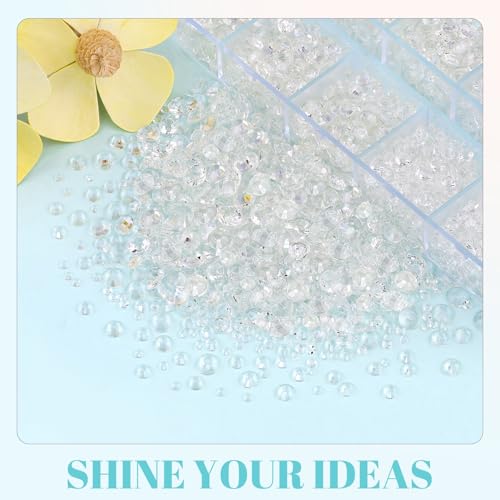 Image of 6100Pcs Resin Rhinestones for Crafting with 2Pcs 10ml B7000 Jewelry Glue, 1 Box Flatback Crystals Diamond (Transparent) for Bedazzling Crafts DIY Nail Art,Non Hotfix Gems for Clothing Shoes Tumblers