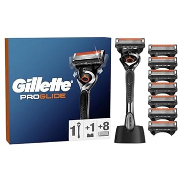 Gillette ProGlide 1 Rasoio Barba Manuale, 8 Lamette Gillette da Barba di Ricambio Per Una Rasatura Profonda, Con Lubrastrip e Supporto, Rasoio a Mano Libera, Starter Kit, Idea Regalo