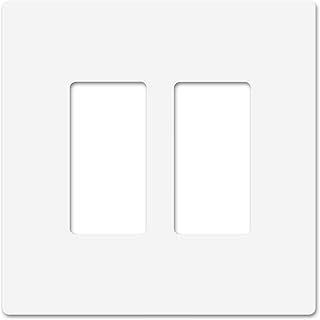 Art Plates - OVERSIZED Screwless Child Safe Switch Plate - 5.5" x 5.5" - Jumbo 2 Gang Decorator GFCI Style - Unbreakable Polycarbonate - Two Gang Screwless Light Switch Cover Plate - Glossy White