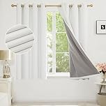 Deconovo Faux Linen Full Blackout Curtains with Coating, Energy Saving Thermal Curtains, Thick Eyelet Curtains for Kids Room, 52 x 63 Inch(Width x Length), White,One Pair