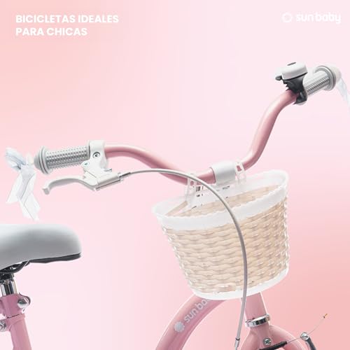 Miniatura 2 de Sun Baby Bicicleta Para Niñas Flower Bike, Tamaño De Rueda 12 14 16 Pulgadas, Con Barra De Empuje Desmontable, Bicicleta Infantil Para Niñas De 2 A 6 Años 14 Pulgadas, Rosa