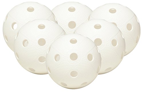 FAT PIPE Kit de 6 balles de Floorball & Unihockey Couleur : Blanc | Balle de compétition + Balle d'entraînement Certificat FIF pour Une qualité contrôlée Cover