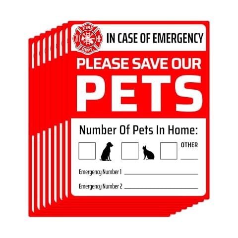 Pet Alert Safety Fire Rescue Sticker Double-Sided 8 Decals, Rescue Pet Decals Sign, Firefighters can See Alert on The Window, for Home Window Pet Door Cover