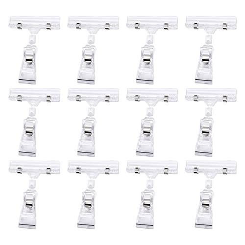 YAXIDAEVER 12 Piezas Clips Giratorios de Plástico de Etiqueta Pinza de Soporte de plástico para Carteles de Mercancía de Clip Exhibición de Plástico para Foto, mercancía, anuncios Cover