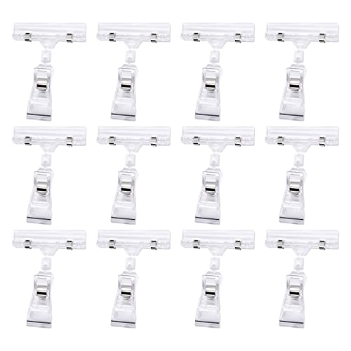 YAXIDAEVER 12 Piezas Clips Giratorios de Plástico de Etiqueta Pinza de Soporte de plástico para Carteles de Mercancía de Clip Exhibición de Plástico para Foto, mercancía, anuncios