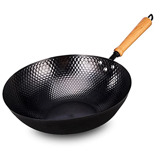 Wok con mango de madera desmontable y acero