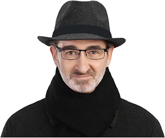 ITODAMen Fedora Trilby Hat Classic Fedora Panama Hats Elegant Short Brim Jazz Cap Vintage Roll-up Gentleman Bowler Hat Gangster Party Headwear for Men Women