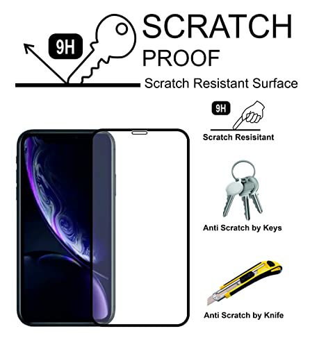 Image of Tempered Glass Screen Protector Compatible for iPhone 11 / iPhone XR (Black) Edge To Edge Coverage With Easy Installation Kit for Smartphone