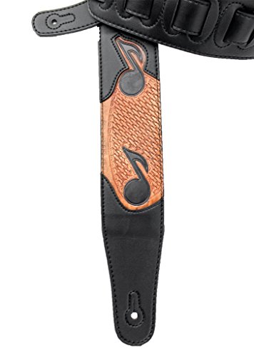 Walker & Williams Cvg-83 Cuir rembourré Sangle de guitare à la main estampée Notes de musique - Les Beatles, Paul McCartney, John Lennon, RIngo Starr, George Harrison Walker & Williams Cvg-83 Cuir rembourré Sangle de guitare à la main estampée Notes de musique – Image 6