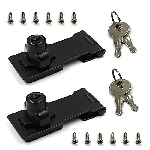 Image of 2Packs Safety Hasp with Lock 3 inchx 1-1 /4 inchKeyed Hasp Locks Twist Knob Keyed Locking Hasp for Small Doors Matte Black