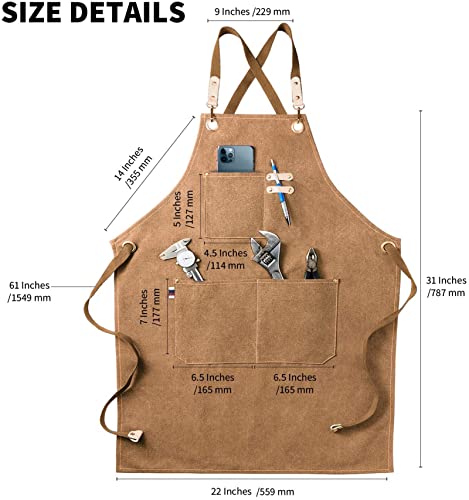 Tablier de travail en toile imperméable réglable avec poches outils - 8