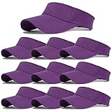 10 Pack Men Women Sun Visor Adjustable UV Protection Blank Sun Visor Hats Caps for Beach Pool Golf Tennis Sports (10Pack-Purple)