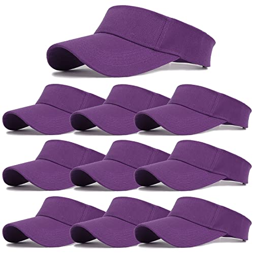 10 Pack Men Women Sun Visor Adjustable Uv Protection Blank Sun Visor Hats Caps For Beach Pool Golf Tennis Sports (10Pack-Purple) #TOP2
