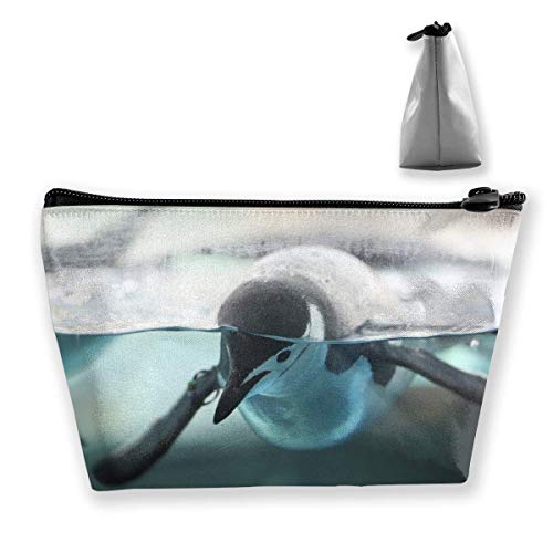 Preisvergleich Produktbild Schminktasche Trapezförmige Aufbewahrungstasche Pinguin Tier Eisberg Wasser Multifunktionale kosmetische Schminktaschen Reise Toilettenbeutel