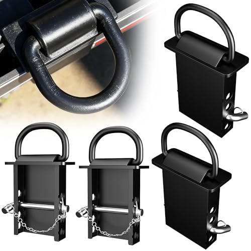 Trailer Tie Down Anchor, Industrial Grade Heavy-Duty Adjustable D Ring for Stake Sockets and Flatbeds, 18000 lbs Strength with Security Hitch Pin & Nut, Removable, Utility Trailer Accessories, 4 PCS by UODENGA - Used condition - US$18.80