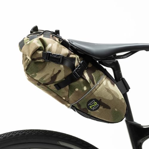 PACK2RIDE Inova Light Bike Saddle Bag - Water Resistant, Durable Cordura Fabric, Essential for Bikepacking - Under Seat Storage, Large Seat Bag, Road, Gravel Cycling (Multicam Camo)