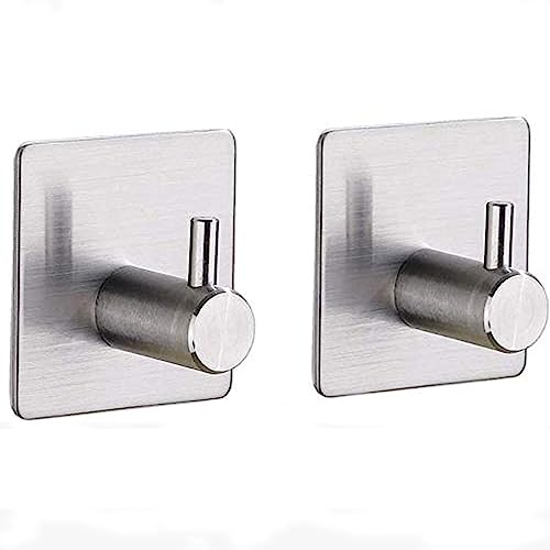 Image of Enclave Heavy Duty Adhesive Hooks, Stick on Wall Adhesive Hangers, Strong Stainless Steel Holder, Self Adhesive Hooks for Kitchen Bathroom Home Door Towel Coat Key Robe. (Cube RND Silver, Pack of 2)