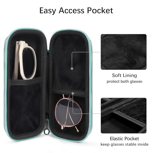 Image of Double Eyeglasses Case Hard Shell Dual Sunglasses Organizer with Zipper Closure Travel Eyewear Storage for Vehicle