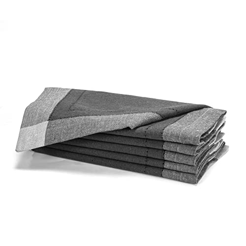 Farmhouse Cloth Napkin Set Of 6 100% Cotton Dinner Napkin Double Holes Size 20"X 20" Color Dark Grey #TOP4