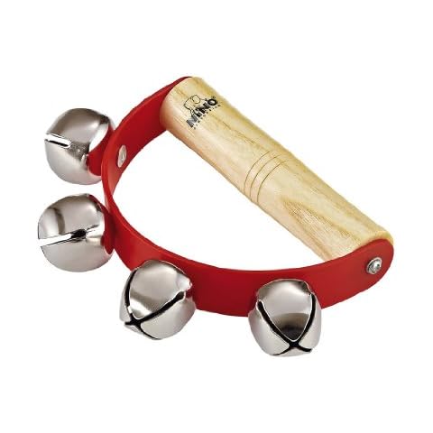 Meinl NINO962 4 Sleigh Bells with Natural Finish Handle, Red Cover