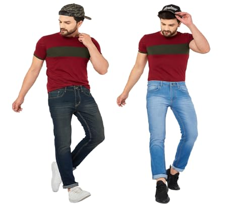 Image of Ben Martin Men's Slim Fit Mid Rise Pack of 2 Stretchable Casusal Denim Combo Jeans Pant, CMB-AU24