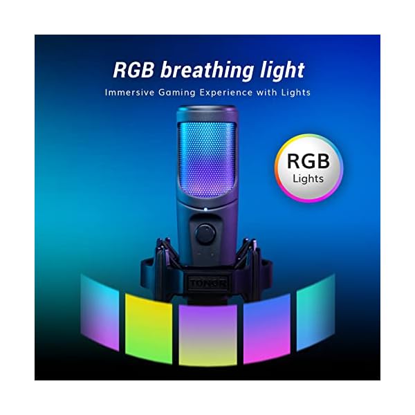 TONOR USB Gaming Microphone Kit for PC, Cardioid Condenser Computer Mic Bundle with RGB, Adjustment Boom Arm Stand for Podcast Streaming Recording Studio Singing Discord YouTube PS4/5 Gamer TC40 RGB - Image 3