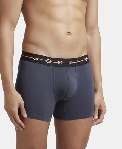 Image of Jockey NY16 Men's Super Combed Cotton Elastane Stretch Solid Trunk with Ultrasoft Waistband (Pack of 2)