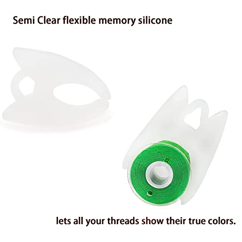 Image of Fbshicung 60pcs Semi Clear Silicone Thread Spool Savers, Includes 20 Thread Spool Huggers, 20 Bobbin Clips, 20 Bobbin Holders - Control Thread Ends and Keep Spools Tightly Wound for Sewing Storage