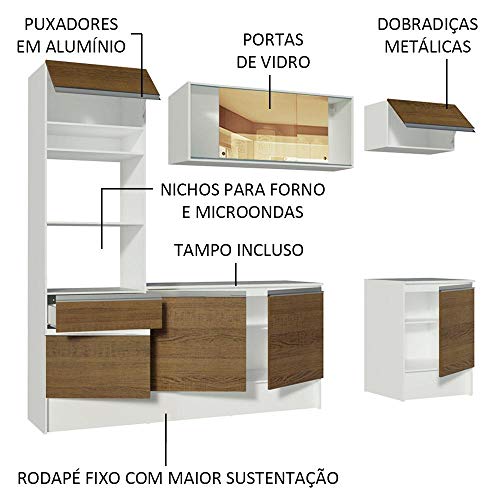 Cozinha Completa Madesa Diamante com Armário, Balcão e Tampo