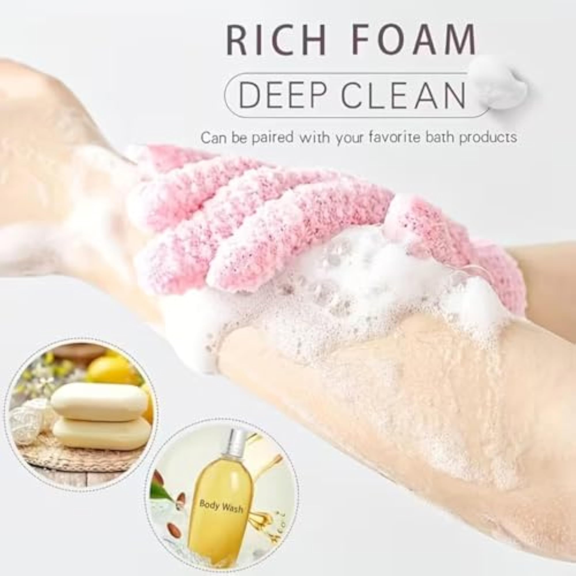 Exfoliating Gloves, Shower Glove for Deep Cleansing