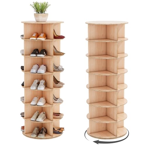 Wumagin Zapatero Giratorio de 7 Niveles, Schuhregal aus Massivholz, 28 Pares de Zapatos, 160 cm Estantería Multiusos para Entrada, Vestíbulo, Sala de Estar, Dormitorio