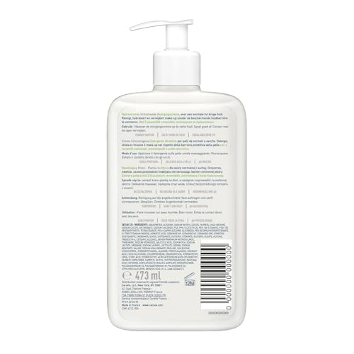 CeraVe Creme-zu-Schaum Reinigung, Feuchtigkeitsspendende Reinigungscreme, Für normale bis trockene Haut, Entfernt Schmutz und Make-up, Mit Hyaluron und Ceramiden, 473 ml