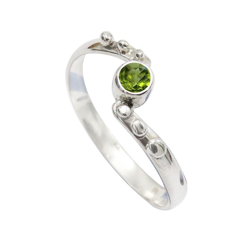 Peridot pierścionek ze srebra wysokiej próby 925, biżuteria dla mężczyzn i kobiet, CRG-1077AJ1_(47 (15,0)), metal szlachetny Kamień szlachetny, Perydot