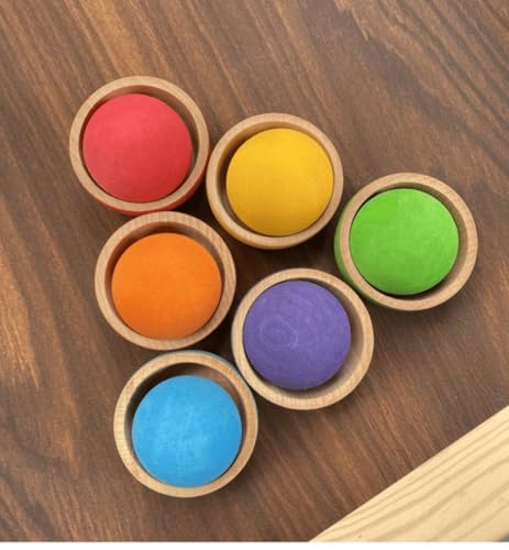 WOLKKAM無垢材のレインボーボウル型積み木。幼児教育に最適な積み木です。幼稚園児へのプレゼントやおもちゃとしても最適です。 (B)