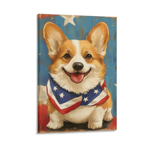 Corgi Murale Décoration Murale sur toile 50x75cm pour salon