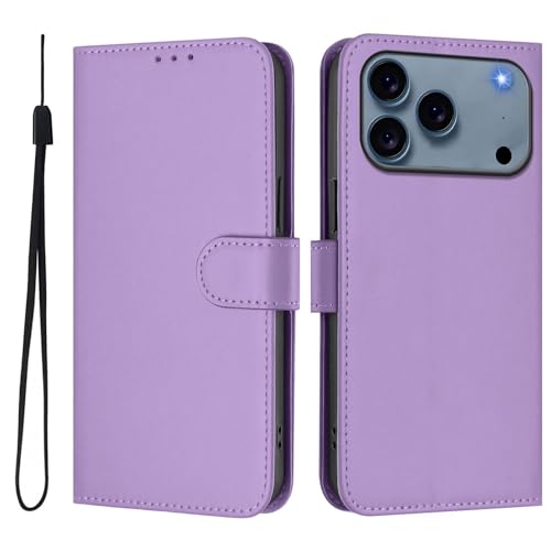Étui iPhone 17 Pro Max portefeuille cuir magnétique clapet protection lavande