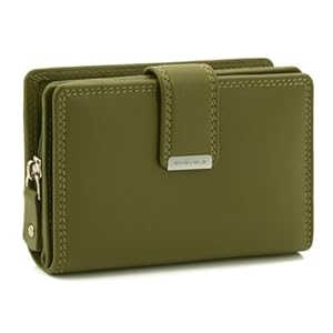Damen Geldbörse aus weichem Leder mit RFID-Schutz – Damen-Portemonnaie (Oliv)