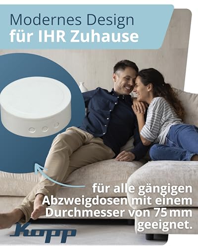 Kopp Abzweig-Baldachin in Weiß - 1 Stück - Hochwertige Abzweigdose aus Kunststoff - Deckenbaldachin für saubere Kabelverteilung - Robuste Abzweigdose-Baldachin für einfache Montage