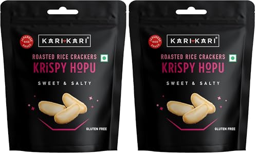 Image of Kari Kari Krispy Hopu Rice Cracker | Sweet and Salty Flavour | Crispy Japanese Snack | Roasted, Non-fried, Gluten-Free | Healthy Snacks | 100% Vegetarian | 7 PM Snack (40g x Pack of 2)