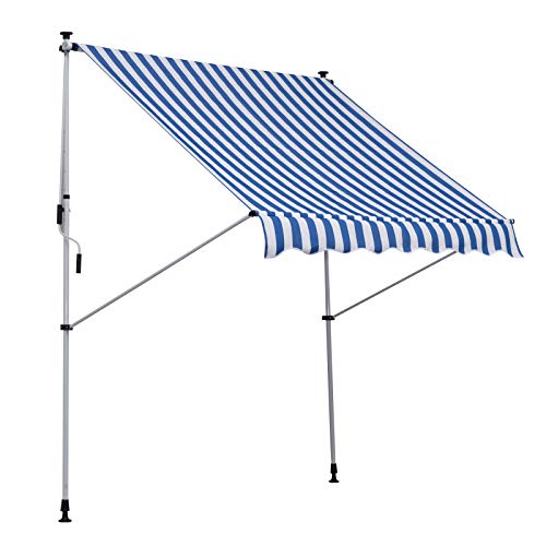 Outsunny Klemmmarkise mit Handkurbel höhenverstellbar Gelenkarmmarkise schmutzabweisend, witterungsbeständig Balkonmarkise 150cm breit Terrassenmarkise für Terrasse Balkon Veranda Blau+Weiß Outsunny Klemmmarkise mit Handkurbel höhenverstellbar Gelenkarmmarkise schmutzabweisend, witterungsbeständig Balkonmarkise 150cm breit Terrassenmarkise für Terrasse Balkon Veranda Blau+Weiß