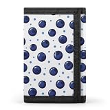 Mens Trifold Wallet Fresh Ripe Blueberries Credit Card Holder Organizer