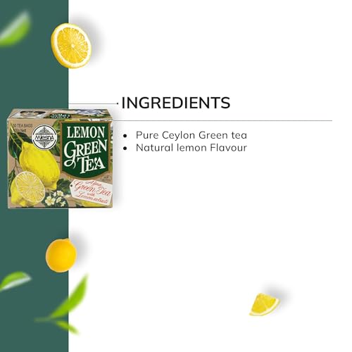 Image of Mlesna Lemon Green Tea 100g | 50 Foil-Wrapped Tea Bags | Pure Ceylon Green Tea | Rich in Antioxidant | Imported from Sri Lanka
