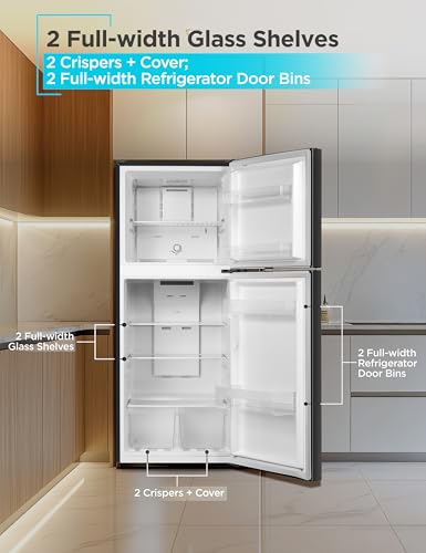 Image of BLACK+DECKER 10 Cu. Ft. Top Mount Refrigerator with Freezer, 2 Door Refrigerator with Top Freezer and Adjustable Temperature Control, ENERGY STAR,BR1000HB, Black